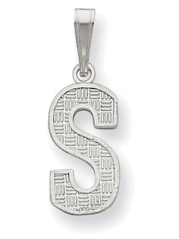925 Sterling Silver Solid Polished Patterned Letter Name Personalized Monogram Initial S Charm 25x9mm Wide Pendant Neckl