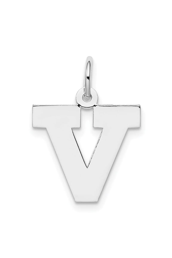 Sterling Silver Initial V Pendant Necklace for Women or Unisex, Polished Block Letter Charm, Bold Alphabet Monogram Jewelry, Personalized Identity Accessory