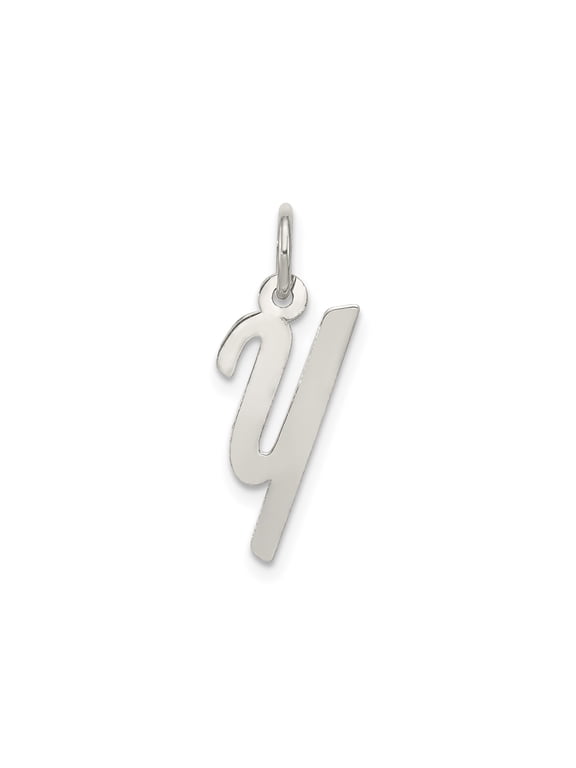 Sterling Silver Initial Y Pendant Necklace for Women, Polished Script Letter Charm, Dainty Monogram Jewelry, Modern Alphabet Style, Personalized Name Accent Accessory