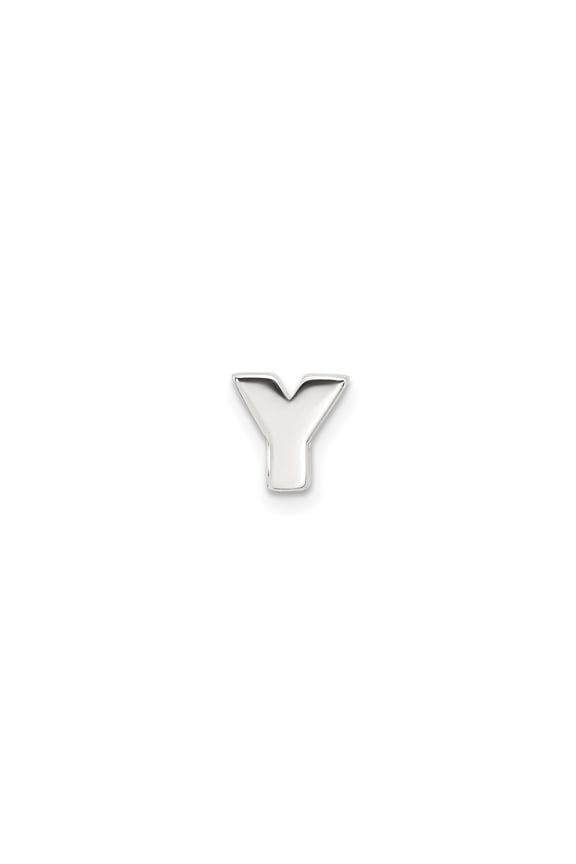 Sterling Silver Initial Y Pendant for Women or Unisex, Polished Block Letter Charm for Necklace or Bracelet, Modern Custom Alphabet Name Jewelry Piece