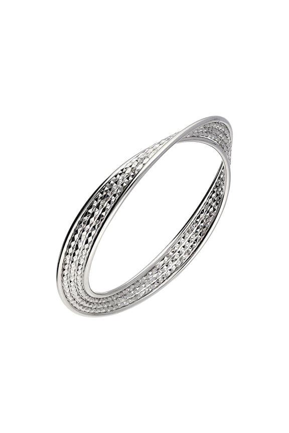 Sterling Silver Interlocked Multi Bangles Bracelet with Diamond Cut