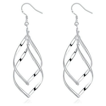 DESIGNICE Sterling Silver Earrings,Solid Geometry Diamond Earrings