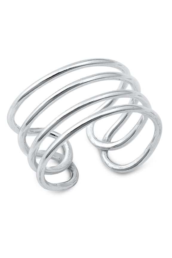 Sterling Silver Intertwined Double Designer Ring Size 8