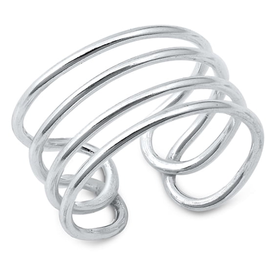 Sterling Silver Intertwined Double Designer Ring Size 9