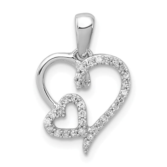 Sterling Silver Intertwined Heart Pendant Necklace for Women with Cubic Zirconia, Symbol of Love, Romantic Elegant Jewelry for Anniversary or Everyday Wear