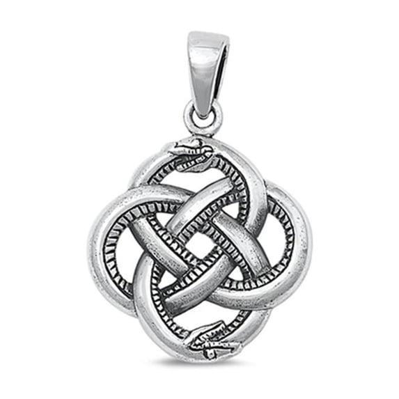 Sterling Silver Intertwined Snakes Knot Pendant Oxidized Medallion Charm 925 New Jewelry Female