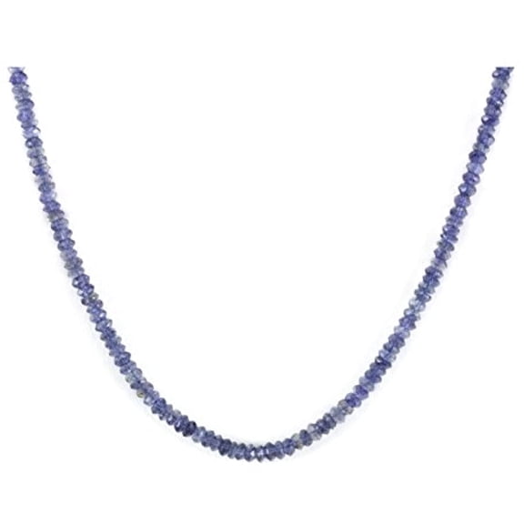 Sterling Silver Iolite Necklace Faceted Solid Strand Chain Small Stones Rondelles, 20" Designed for Adult Women