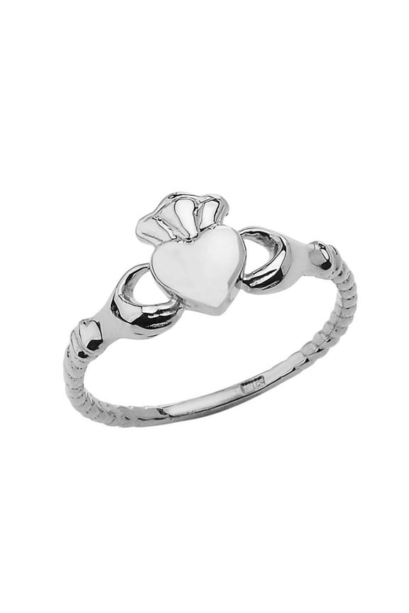 Sterling Silver Irish Celtic Claddagh Heart Crown Ring- Size 8