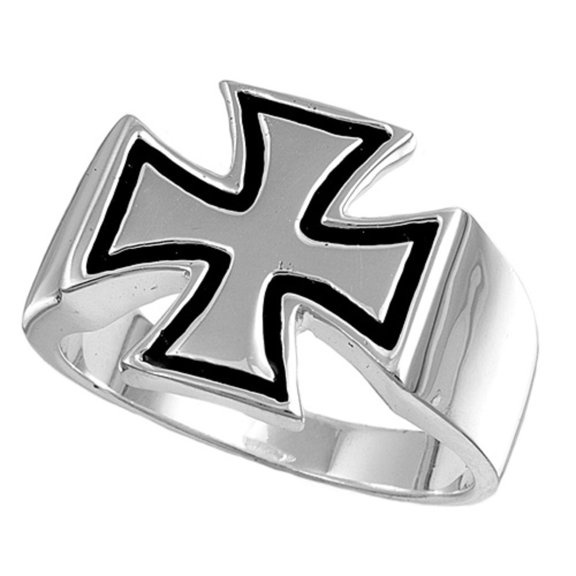 Sterling Silver Iron Cross Hercules Ring