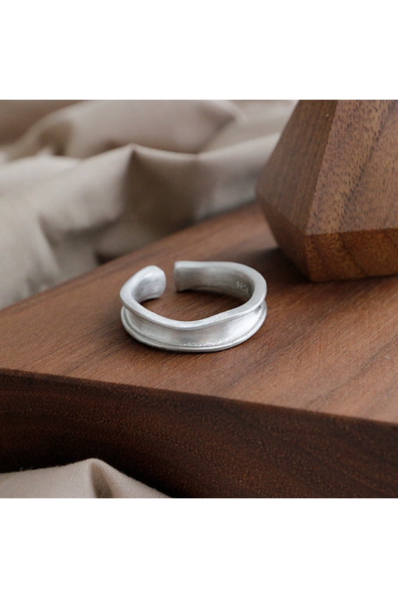 Sterling Silver Irregular Bump Matte Brushed Ring For Women