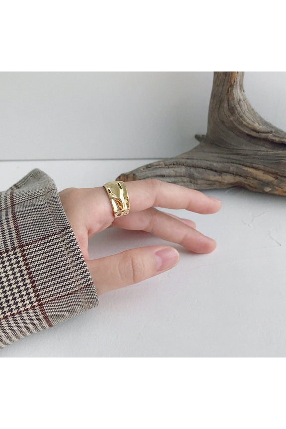 Sterling Silver Irregular Bump Ring: Geometric Korean Style, 925 Silver Electroplated, Individually Packed