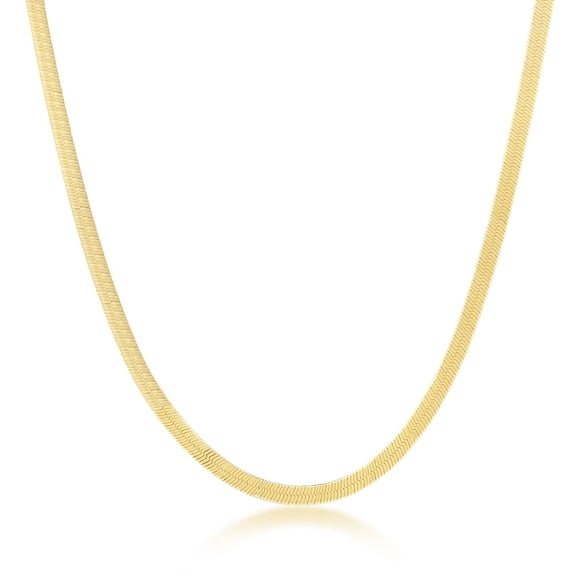 Sterling Silver Italian 14kGold Plated 40/50/60 Gauge 3mm/4.2mm/5mm Herringbone Chain Necklace