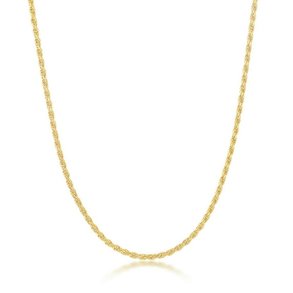 Sterling Silver Italian 18k Yellow Gold Plated 1.5mm/2.3mm Solid Diamond-Cut Rope Chain Nickel Free Necklace Jewelry for Women or Teens