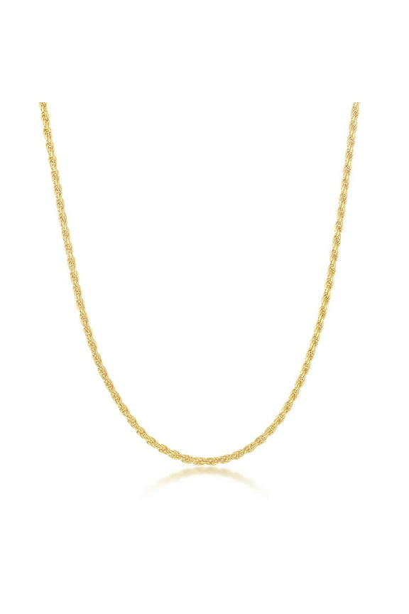 Sterling Silver Italian 18k Yellow Gold Plated 1.5mm/2.3mm Solid Diamond-Cut Rope Chain Nickel Free Necklace Jewelry for Women or Teens