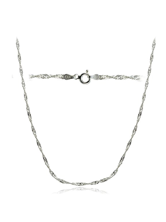 Sterling Silver Italian 2.5mm Diamond-Cut Twist Chain Necklace 30-Inches
