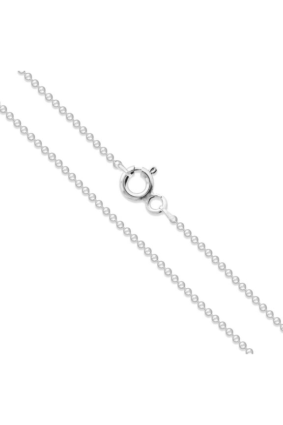 Sterling Silver Italian Ball Bead Chain 1mm 925 Italy Dog Tag Necklace 14" Jewelry Female Unisex