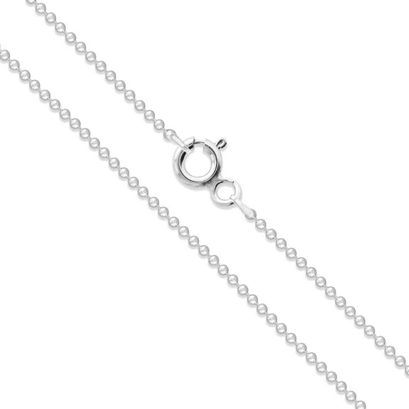 Sterling Silver Italian Ball Bead Chain 1mm 925 Italy Dog Tag Necklace 22" Jewelry Female Unisex