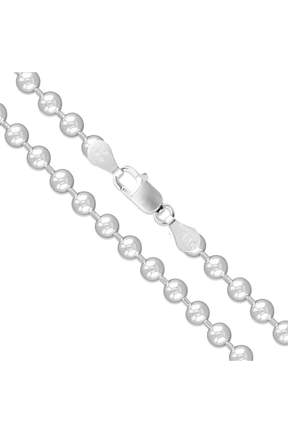 Sterling Silver Italian Ball Bead Chain 3mm 925 Italy Dog Tag Necklace 28" Jewelry Female Unisex