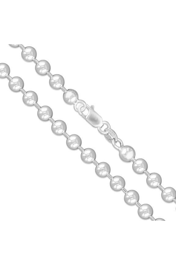 Sterling Silver Italian Ball Bead Chain 5mm 925 Italy Dog Tag Necklace 16" Jewelry Female Unisex