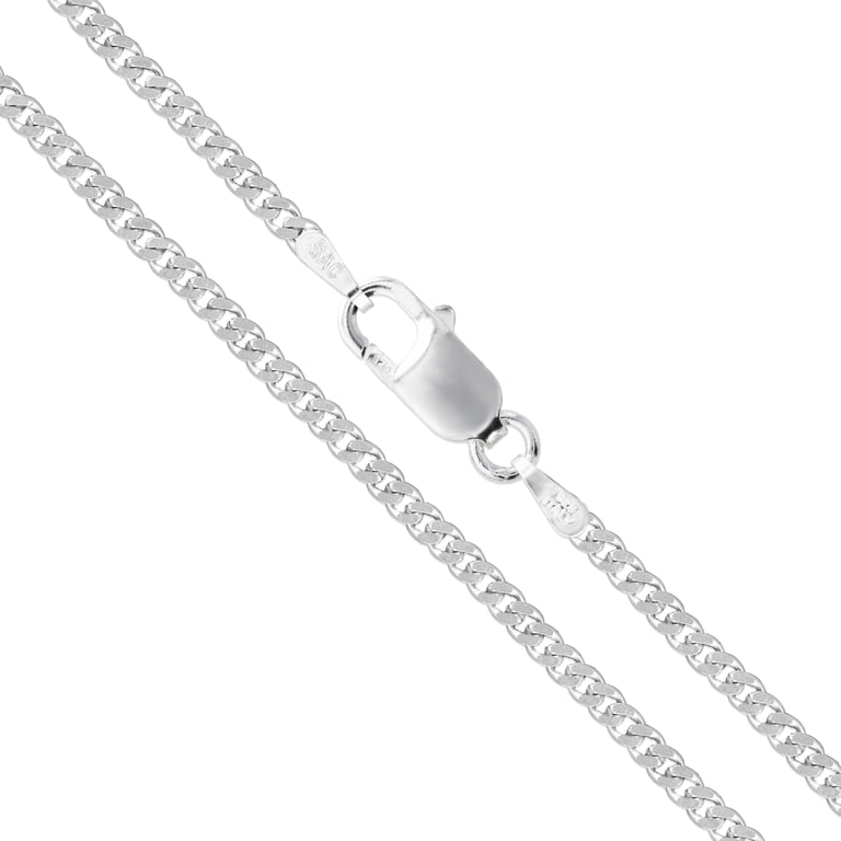 Sterling Silver Italian Curb Chain 2mm Solid 925 Italy 2 Sided