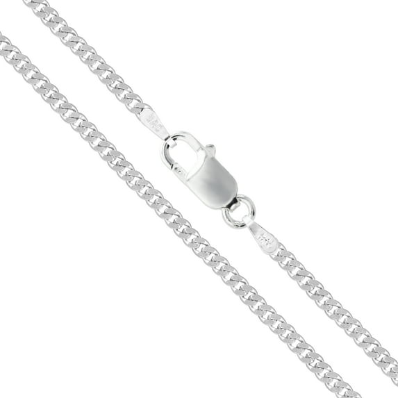 Sterling Silver Italian Curb Chain 2mm Solid 925 Italy 2 Sided Necklace 24" Jewelry Female Unisex