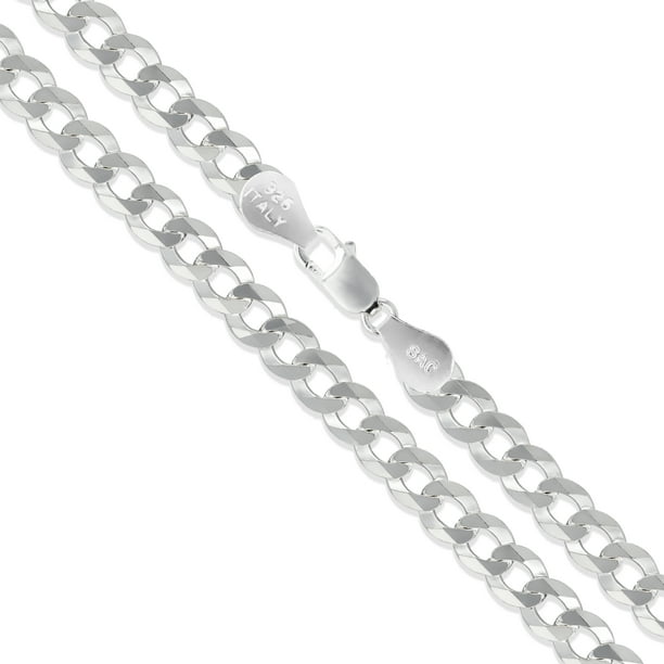 Sterling Silver Italian Curb Chain 3.7mm Solid 925 Italy 6 Sided New Necklace 16 inch Women s Size One Size