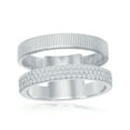 thumbnail image 1 of Sterling Silver Italian Designer Double Band w/ CZ Matte Bonded Ring, 1 of 4