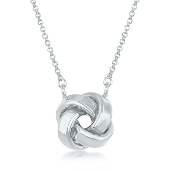 Sterling Silver Italian High Polish 3D Love Knot Necklace