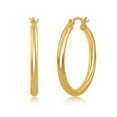 thumbnail image 1 of Sterling Silver Italian High Polish 3x20mm, 3x25mm, Silbver/Gold Plated 3x30mm, 3x40mm, or 3x50mm Hoop Earrings, 1 of 6