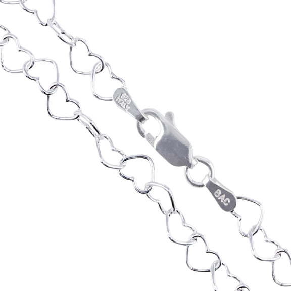 Sterling Silver Italian Love Heart Chain 4.5mm Solid 925 Italy Infinity Promise Bracelet Anklet 8" Female