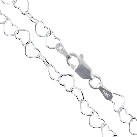 Sterling Silver Italian Love Heart Chain 4mm Solid 925 Italy Infinity Promise Necklace 14" Jewelry Female