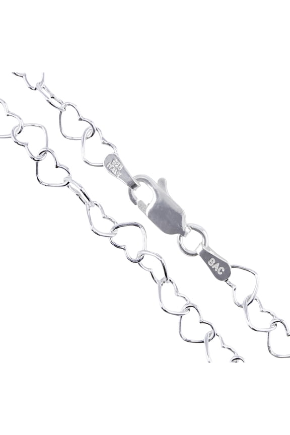 Sterling Silver Italian Love Heart Chain 5.3mm Solid 925 Italy Infinity Promise Necklace 18" Jewelry Female
