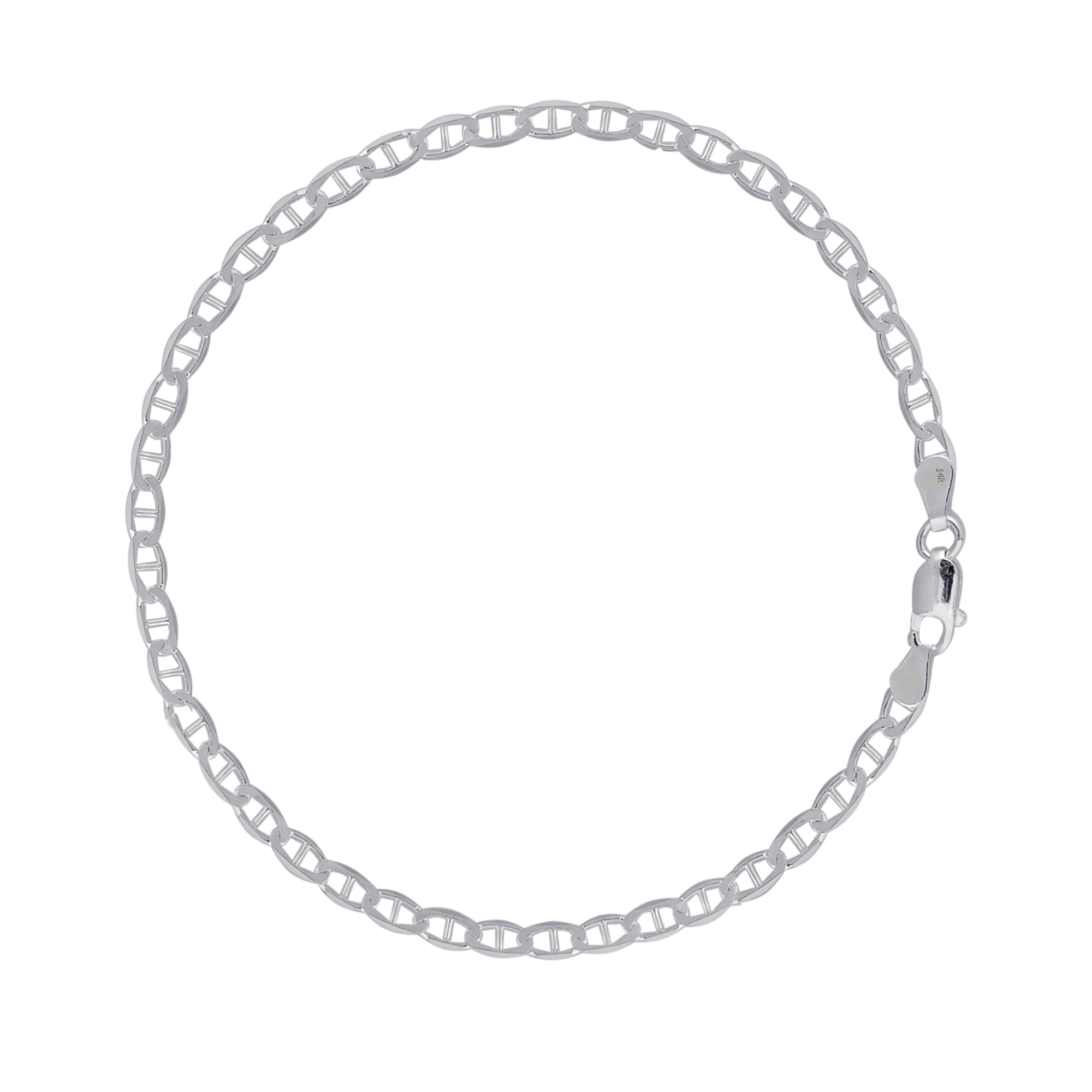 Sterling Silver Italian Mariner Link Chain Anklet 10 Inches