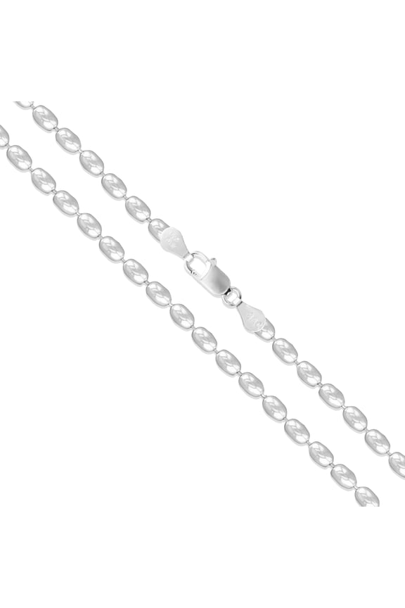 Sterling Silver Italian Oval Ball Bead Chain 1.8mm 925 Italy Rice Bracelet 8" Jewelry Female Unisex