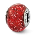 thumbnail image 1 of Sterling Silver Italian Red with Silver Glitter Glass Bead - Polished & Antiqued, 1 of 1