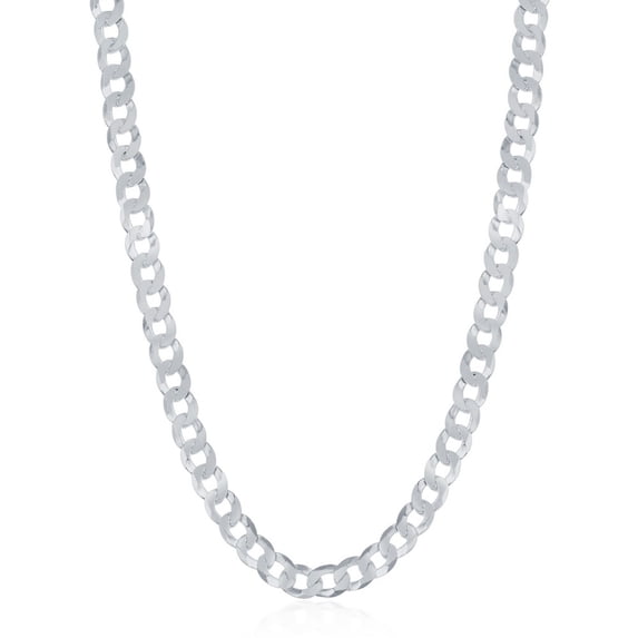 Sterling Silver Italian Rhodium Plated 3.45mm Cuban Curb 16", 18", 20" and 24" Chain