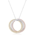 thumbnail image 1 of Sterling Silver Italian Tri-Color Cubic Zirconia Interlocking Triple Ring 16+2" Necklace, 1 of 4