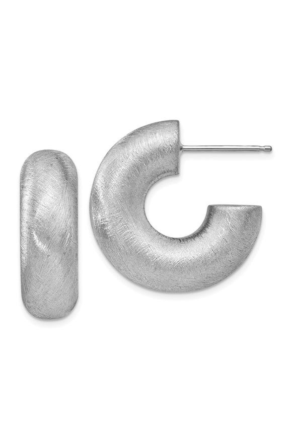 Sterling Silver J Hoop Post Earrings