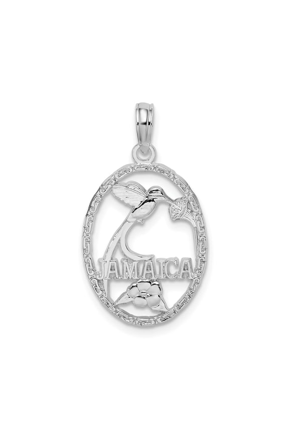 Sterling Silver Jamaica Pendant Necklace with Hummingbird and Tropical Flower, Caribbean Jewelry for Women or Unisex, Nature Inspired Island Symbol of Culture and Freedom