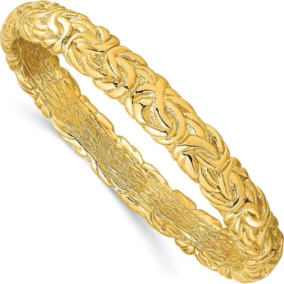 Sterling Silver Jbsp's Gold-Tone Textured Hollow Bangle Made In Italy qlf1240