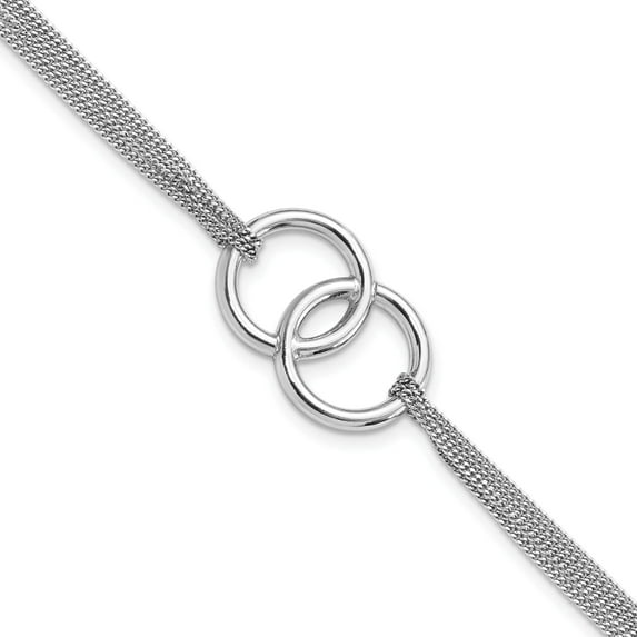 Sterling Silver Jbsp's Rh-Plated Polished Multi-Strand With 1In Ext Bracelet Made In Italy qlf1248-7