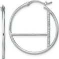 thumbnail image 1 of Sterling Silver Jbsp's Rhodium-Plated Cz Hoop Earrings (30.69 X 29.03) Made In Thailand qle1323, 1 of 5