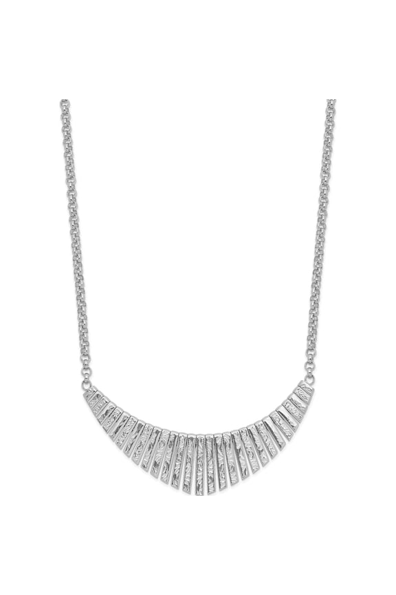 Sterling Silver Jbsp's Rhodium-Plated D/C Necklace (18 X 14.7) Made In Italy qlf1170-18