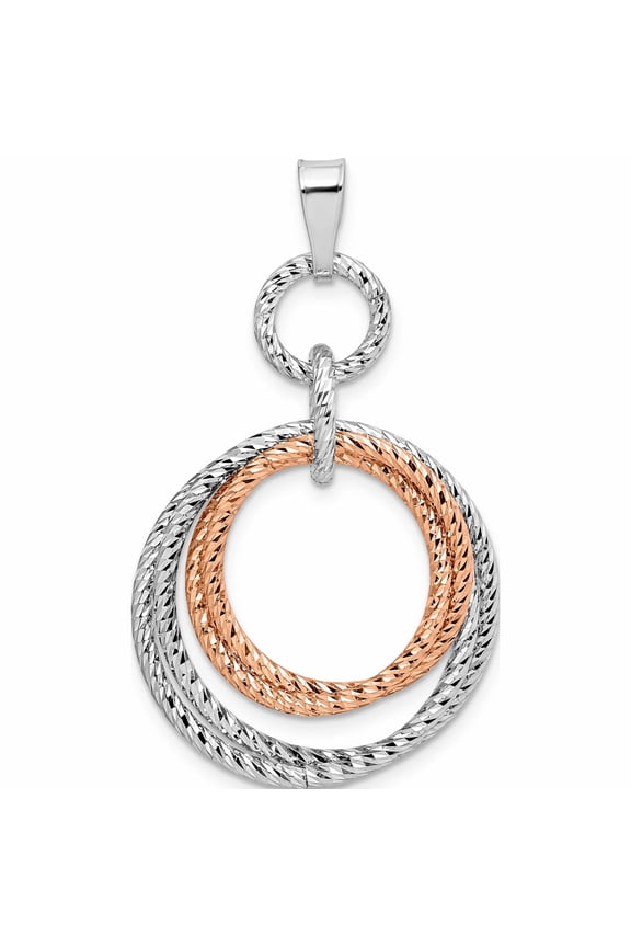 Sterling Silver Jbsp's Rose Gold-Plated Rh-Plated D/C Pendant (41.75 X 23) Made In Italy -Jewelry By Sweet Pea