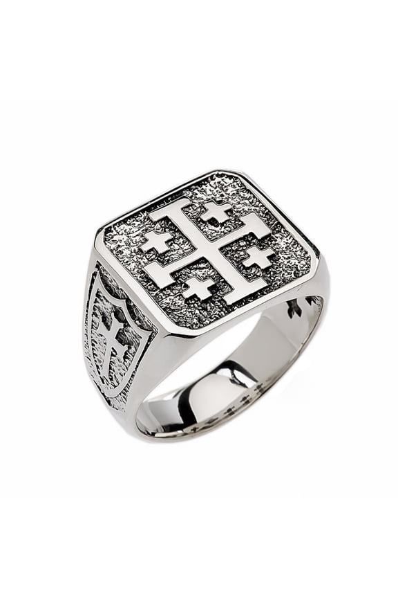 Sterling Silver Jerusalem Cross Ring Size 12