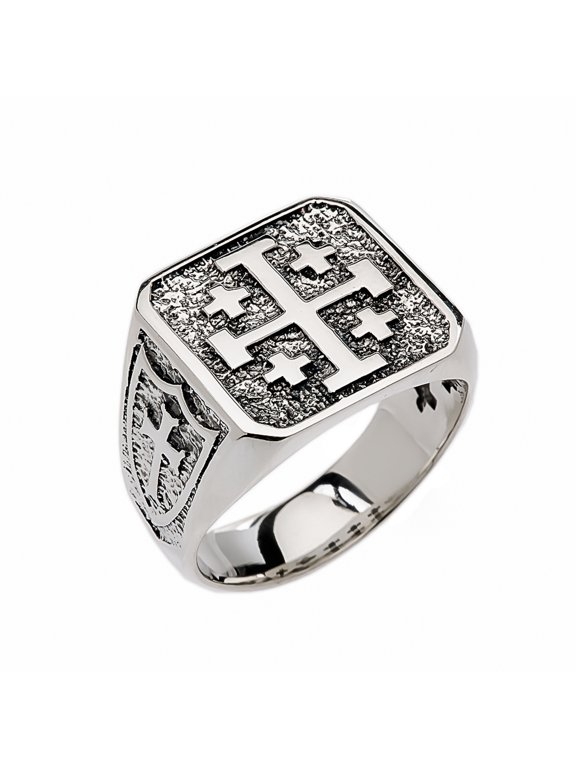 Sterling Silver Jerusalem Cross Ring Size 13