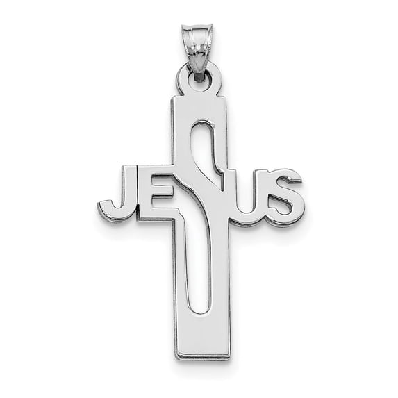 Sterling Silver Rhodium-plated Jesus Cross Extra Large Pendant QC9006