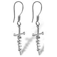 thumbnail image 1 of Sterling Silver "Jesus" Cursive Cross Earrings, 1 of 2