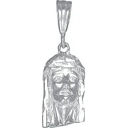 EJEWELRYPLUS Sterling Silver Jesus Pendant Necklace Diamond Cut Finish with 24 Inch Chain