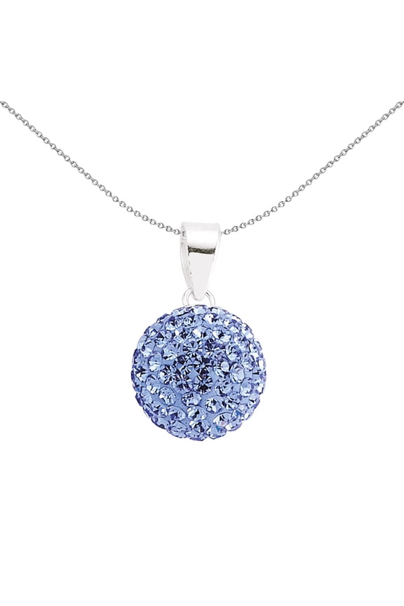 Sterling Silver Jewelco London Blue Crystal Shamballa Pendant